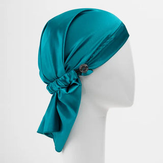 Chemo Scarf with Elastic - Emerald Satin