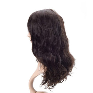 Black Straight Wavy Medical Wig with Skin and Silicone